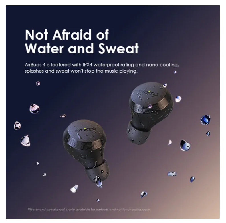 oraimo AirBuds 4 ENC True Wireless Earbuds with 38 hours playtime, IPX4 Waterproof & Sweatproof & powerful deeper bass