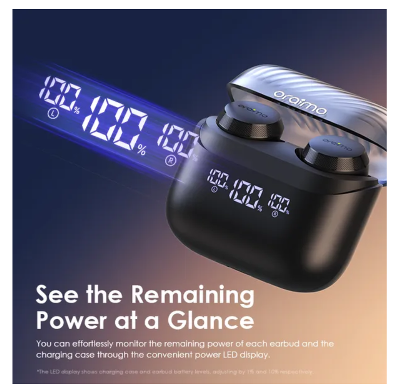 oraimo AirBuds 4 ENC True Wireless Earbuds with 38 hours playtime, IPX4 Waterproof & Sweatproof & powerful deeper bass