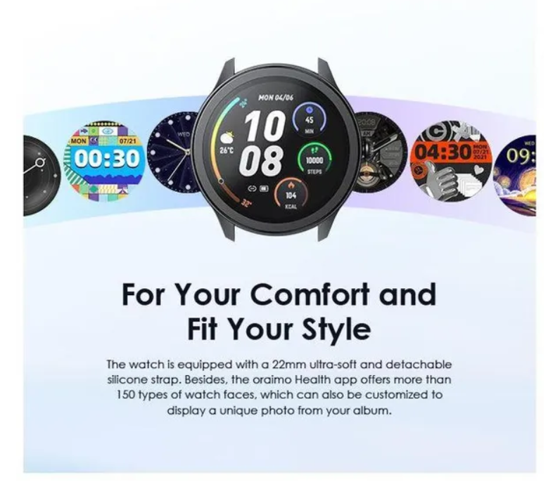 oraimo Watch 2R 1.39" TFT IP68 Smart Watch with  Bluetooth Call 7 Days Battery Life, 24 hour health monitoring and 1 year Warranty
