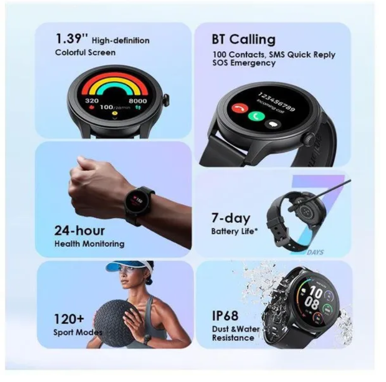 oraimo Watch 2R 1.39" TFT IP68 Smart Watch with  Bluetooth Call 7 Days Battery Life, 24 hour health monitoring and 1 year Warranty