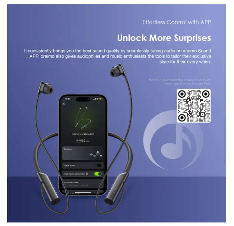 oraimo Necklace Lite Call Vibration Wireless Headphones