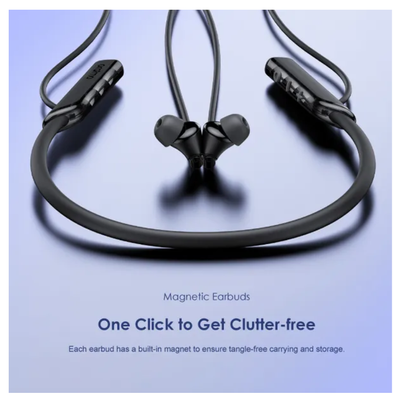 oraimo Necklace Lite Call Vibration Wireless Headphones with 30Hr Playtime (Lights On), Dual-device Connectivity & Noise Cancellation in Calls