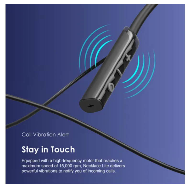 oraimo Necklace Lite Call Vibration Wireless Headphones with 30Hr Playtime (Lights On), Dual-device Connectivity & Noise Cancellation in Calls