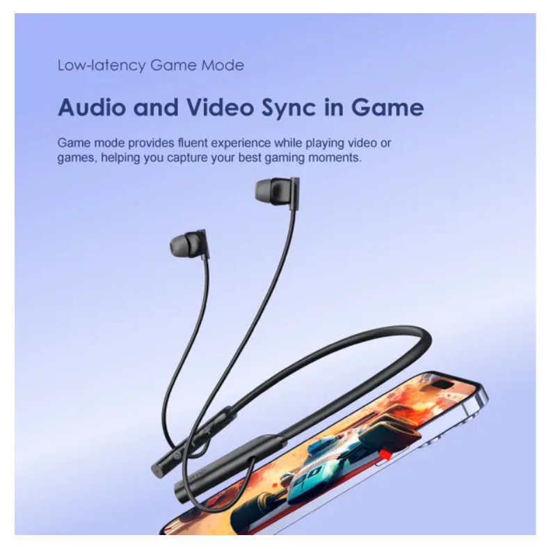 oraimo Necklace Lite Call Vibration Wireless Headphones with 30Hr Playtime (Lights On), Dual-device Connectivity & Noise Cancellation in Calls