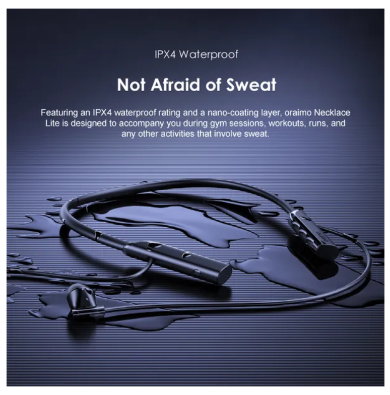 oraimo Necklace Lite Call Vibration Wireless Headphones with 30Hr Playtime (Lights On), Dual-device Connectivity & Noise Cancellation in Calls