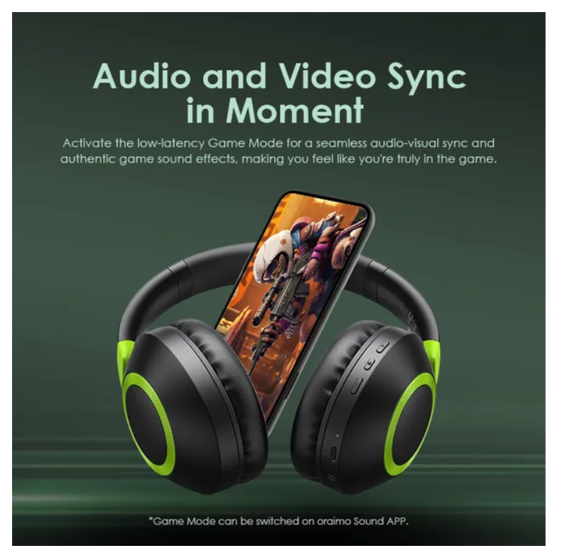 oraimo BoomPop 2 ENC Over-Ear Wireless Headphones with 60 hr playtime, ENC HD Voice in Calls & Dual-device Connectivity