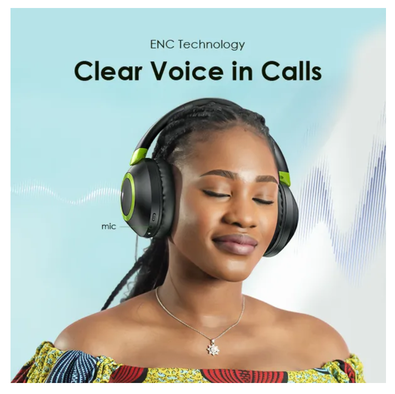 oraimo BoomPop 2 ENC Over-Ear Wireless Headphones with 60 hr playtime, ENC HD Voice in Calls & Dual-device Connectivity