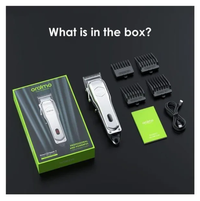 oraimo Smart Clipper 2 Professional Hair Clipper with 2.5 hrs Runtime,
Precise Blades for All Hair Types & LED Screen Display