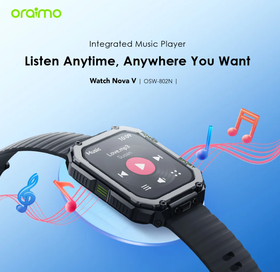NEW ARRIVAL!! NEW ARRIVAL!! oraimo Watch Nova V 2.01" Tempered Glass Anti-scratch And Explosion-proof HD Video Watch Faces, Built in music player Smart Watch