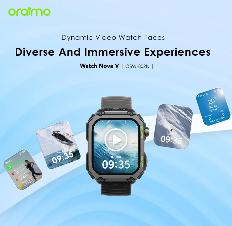 NEW ARRIVAL!! NEW ARRIVAL!! oraimo Watch Nova V 2.01" Tempered Glass Anti-scratch And Explosion-proof HD Video Watch Faces, Built in music player Smart Watch