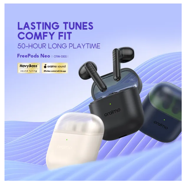 oraimo FreePods Neo ENC 50-hr Long Playtime, Sound360 Spatial Audio True Wireless Bluetooth  Earbuds