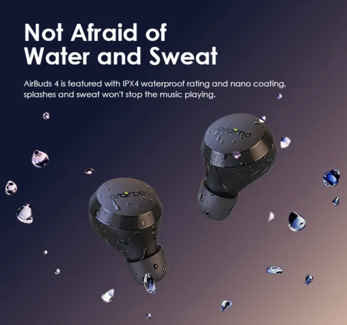 Oraimo AirBuds 4 Powerful Bass IPX7 Waterproof TWS True Wireless  Earbuds  - Earpho 38-Hr Long Playtimenes Black