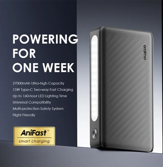 oraimo Traveler 3 lite 27000 mAh Superior-high Capacity 15W  Power Bank with 3-level Brightness Torch Oraimo powerbank