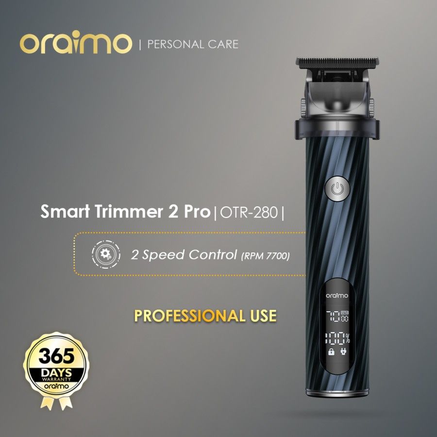 Oraimo Smart Trimmer 2 Pro OTR-280 Hair Clipper Shaver Grooming Haircut Professional Adjustable Blade 2 Speed Control Metal Case