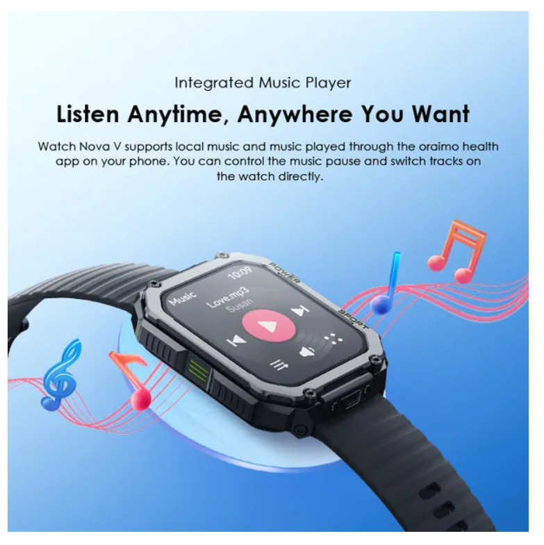 oraimo Watch Nova V 2.01" HD Video Watch Faces with tampered glass & Built-in Music Player Smart Watch
