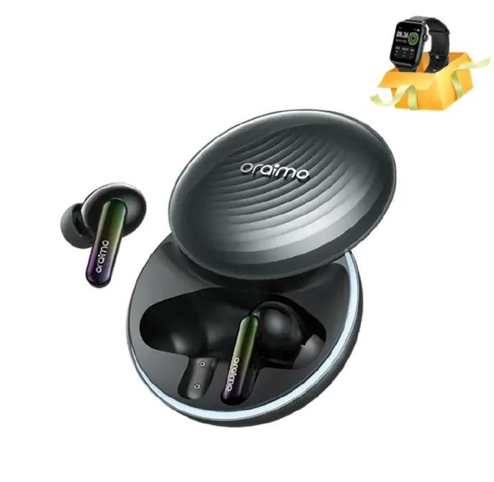 OFFER!! OFFER!! oraimo SpaceBuds Hybrid ANC True Wireless Earbuds Customized Voice Prompt,  50dB Hybrid ANC Noise Cancellation,  40-Hr Long Playtime & Personalized Lighting Effect with a GIFT