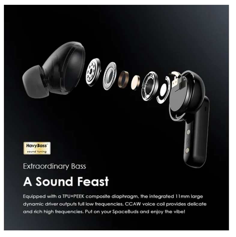 OFFER!! OFFER!! oraimo SpaceBuds Hybrid ANC True Wireless Earbuds Customized Voice Prompt,  50dB Hybrid ANC Noise Cancellation,  40-Hr Long Playtime & Personalized Lighting Effect with a GIFT