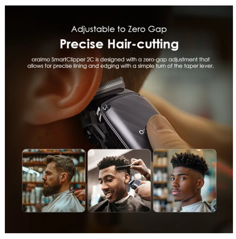 oraimo SmartClipper 2C Professional Hair Clipper with 4 guided combs Adjustable to Zero Gap for Precise Hair-cutting.