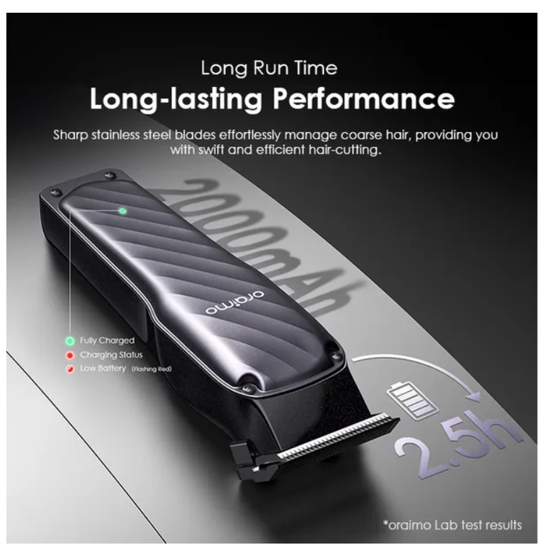 oraimo SmartClipper 2C Professional Hair Clipper with 4 guided combs Adjustable to Zero Gap for Precise Hair-cutting.
