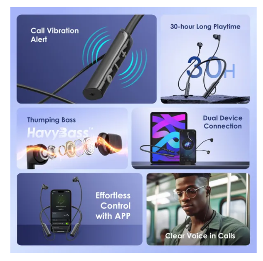 oraimo Necklace Lite Call Vibration, noise reduction & 30 hr playtime Wireless Headphones