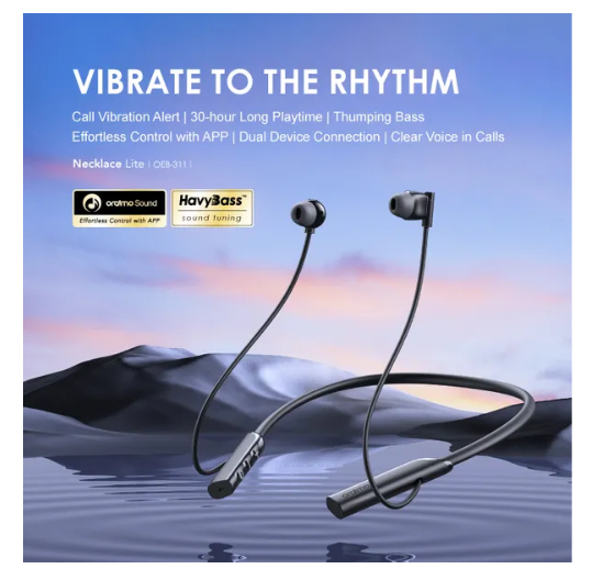 oraimo Necklace Lite Call Vibration, noise reduction & 30 hr playtime Wireless Headphones