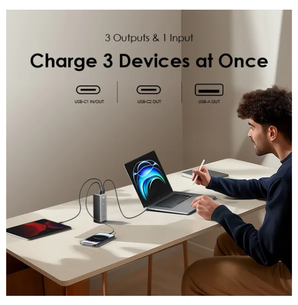 oraimo PowerJet 130 27600mAh 130W, Power Laptop & Phone at Once,
Recharge Powerbank to 100% in 1.5hrs Power Bank