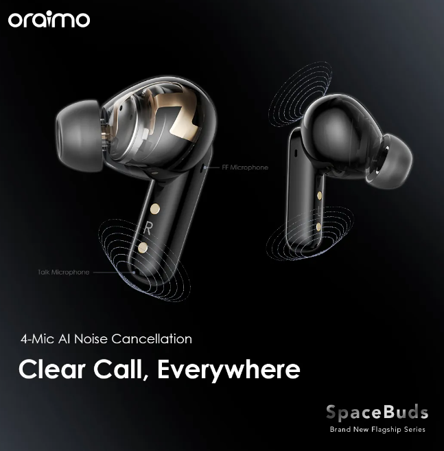oraimo SpaceBuds Hybrid ANC True Wireless Earbuds Customized Voice Prompt Bluetooth Earphones