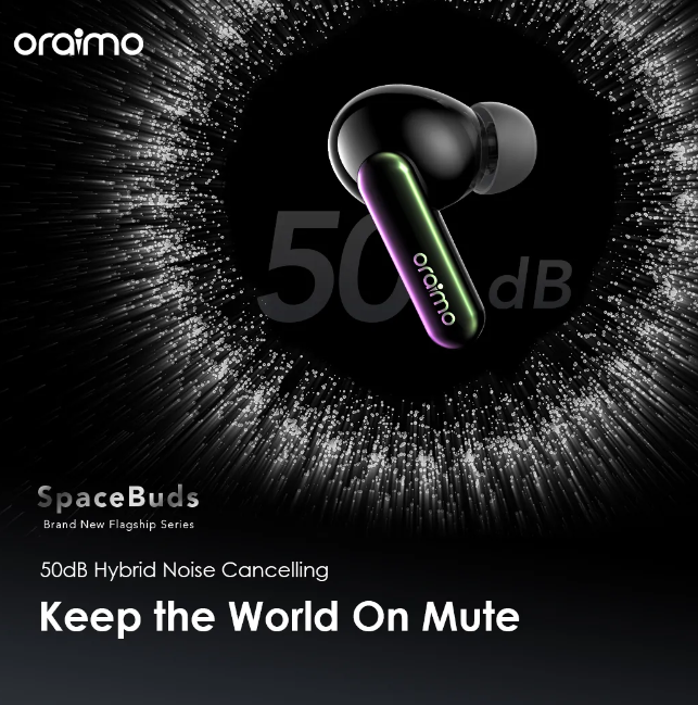 oraimo SpaceBuds Hybrid ANC True Wireless Earbuds Customized Voice Prompt Bluetooth Earphones