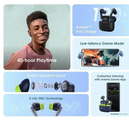 oraimo Traveler Link 20 20000mAh 12W Power Bank and oraimo FreePods Lite ENC True Wireless Earbuds