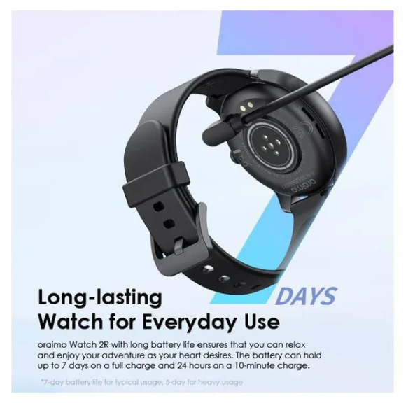 oraimo Watch 2R 1.39" TFT IP68 Smart Watch & 10000mAh 12W Power Bank Combo