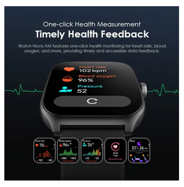 Oraimo Watch Nova AM 2.01" AMOLED Screen Curved Cover  IP68 Dust & Water Resistance* with 24 Days of Use, 60 Days on Standby Smart Watch
