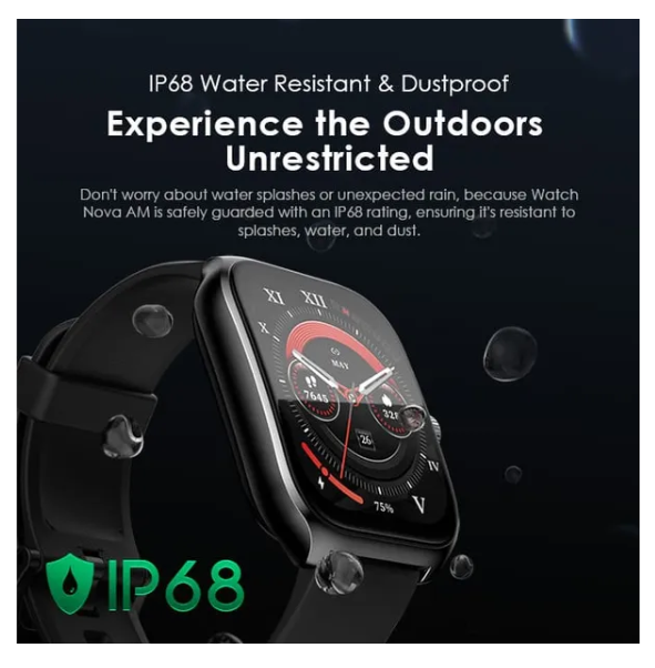 Oraimo Watch Nova AM 2.01" AMOLED Screen Curved Cover  IP68 Dust & Water Resistance* with 24 Days of Use, 60 Days on Standby Smart Watch
