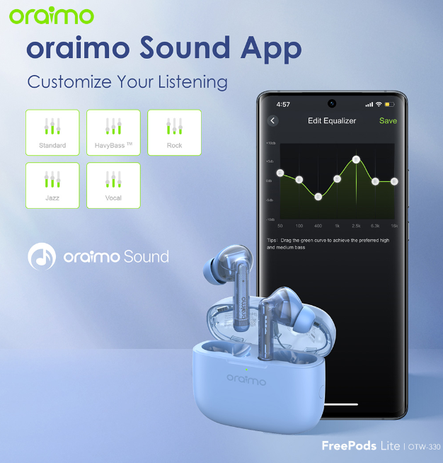 Oraimo FreePods Lite ENC True Wireless Earbuds 40-Hr Long Playtime Immersive in Your Music World Bluetooth Earpods Earphones + Free Case