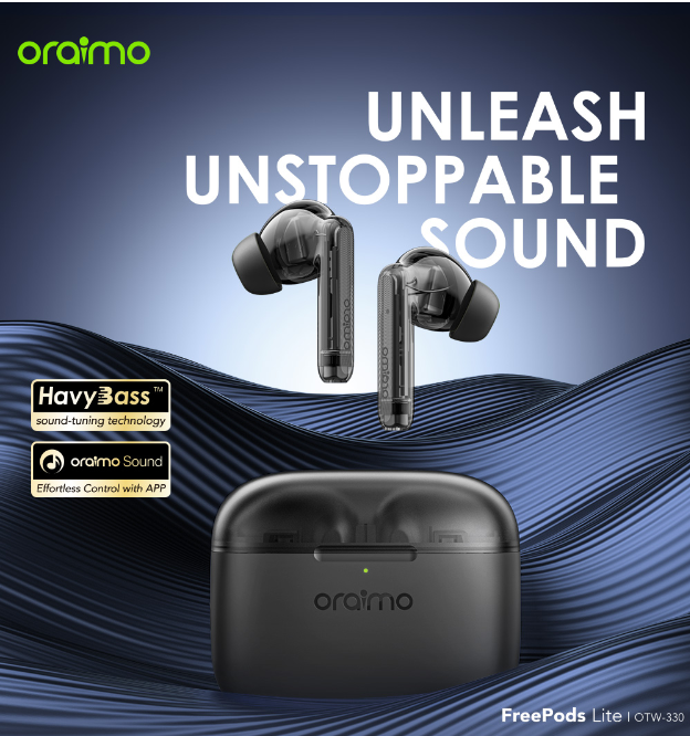 Oraimo FreePods Lite ENC True Wireless Earbuds 40-Hr Long Playtime Immersive in Your Music World Bluetooth Earpods Earphones + Free Case