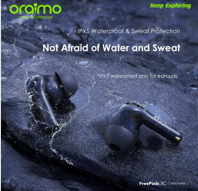 Oraimo FreePods 3C ENC True Wireless Earbuds 36-Hr Long Playtime  4-mic ENC HD Voice in Calls Bluetooth Earphones  Earpods