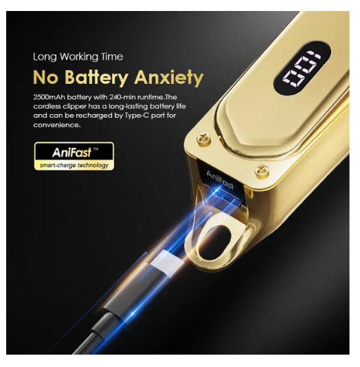 Oraimo Smart Clipper 2 Gold  with  240-minute Runtime & Super Powerful Motor Professional Hair Clipper