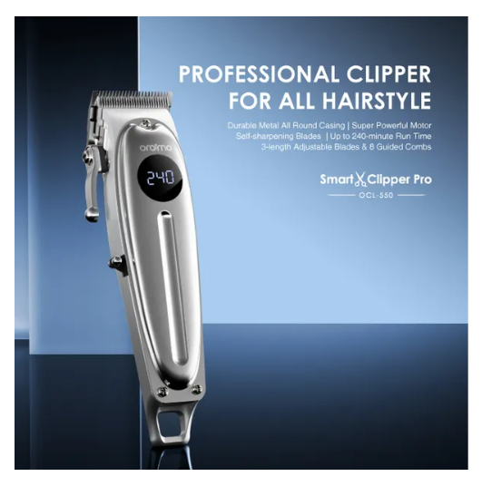 oraimo Smart Clipper Pro Professional Hair Clipper|Self-sharpening and Adjustable Blades|Super Powerful Motor |240-minute Runtime