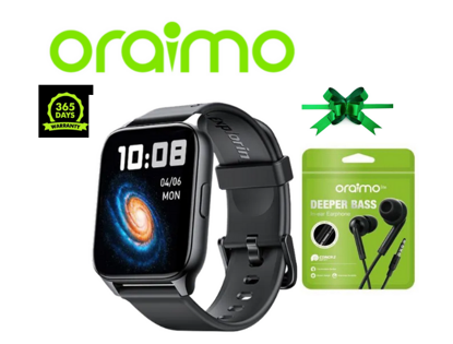 Oraimo Watch 4 Plus 2.01″ HD IP68  100+ Sports Modes Bluetooth Call AI-Generated Watch Faces Smart Watch