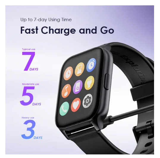 Oraimo Watch 4 Plus 2.01″ HD IP68  100+ Sports Modes Bluetooth Call AI-Generated Watch Faces Smart Watch