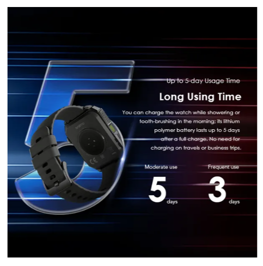 OFFER !! OFFER !! OFFER  Brand New Oraimo Watch Nova V 2.01"  Tempered Glass  Camera Remote, Preview Sync 1ATM Waterproof HD Video Watch Faces Smart Watch plus A GIFT  of Oraimo Free pods Neo