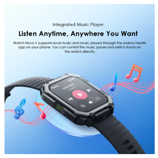 OFFER !! OFFER !! OFFER  Brand New Oraimo Watch Nova V 2.01"  Tempered Glass  Camera Remote, Preview Sync 1ATM Waterproof HD Video Watch Faces Smart Watch plus A GIFT  of Oraimo Free pods Neo