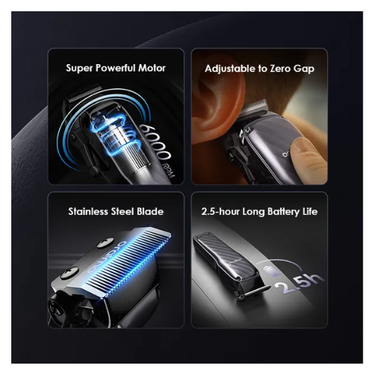 OFFER !! Oraimo SmartClipper 2C  Professional Hair Clipper with 2.5 hrs Runtime &Precise Blades for All Hair Types  plus a GIFT of a Wall Charger