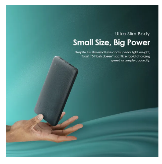 Oraimo Toast 15 Flash 10000mAh 15W Type-C IN & OUT 3 OUTPUTS with Wide Compatibility Fast Charging PowerBank Plus a gift of Oraimo C to C Cable