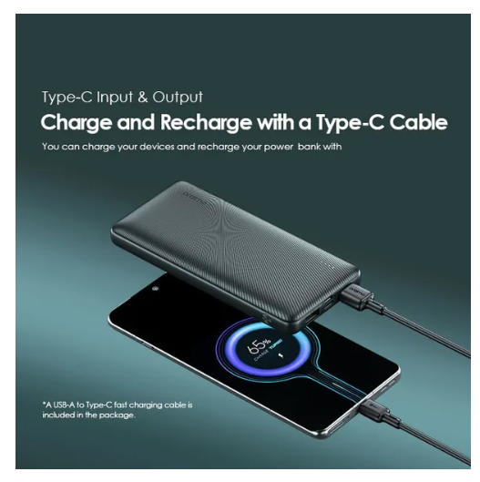 Oraimo Toast 15 Flash 10000mAh 15W Type-C IN & OUT 3 OUTPUTS with Wide Compatibility Fast Charging PowerBank Plus a gift of Oraimo C to C Cable