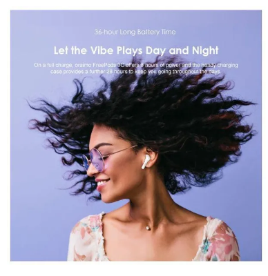 Oraimo FreePods 3C One Pair, Two Different Fits ENC IPX5 36 Hrs long playtime True Wireless Earbuds