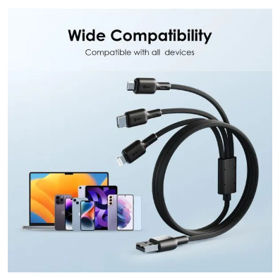 Oraimo Duraline 3 1.2M Cable 3A Fast Charging  with wide compatibility for iPhones, Micro-USB & Type C which can be used for data transfer with a high speed of 480 mbps.