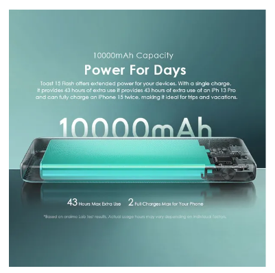 oraimo Toast 15 Flash 10000mAh Fast Charging Power Bank + FREE 3 IN ONE Charging Cable