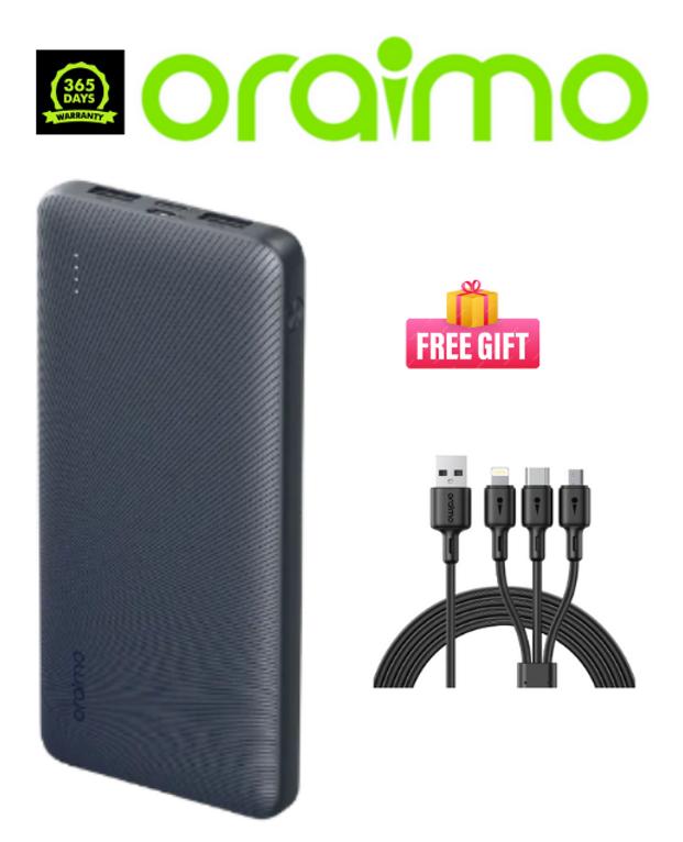 oraimo Toast 15 Flash 10000mAh Fast Charging Power Bank + FREE 3 IN ONE Charging Cable