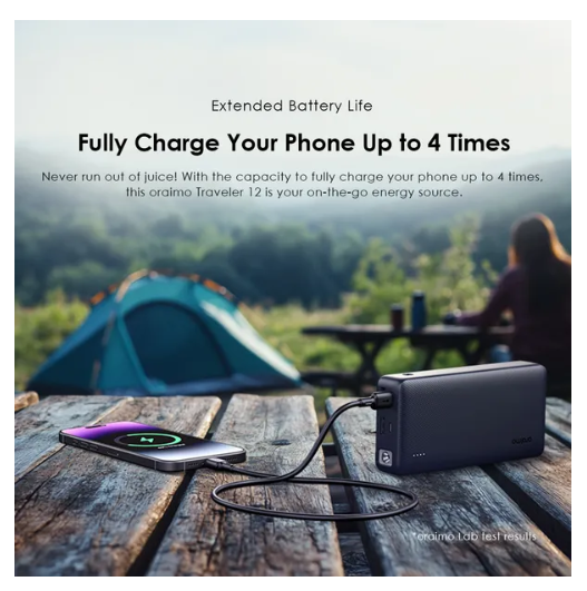 Oraimo traveler 12 20000mAh 12W Smart Fast Charging Type-C (IN/OUT) LED Torch Power Bank