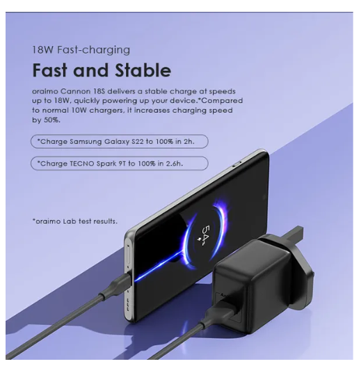 oraimo Cannon 18S 18W   Micro-USB / Normal Wall Charger Kit